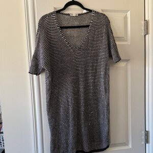 Eileen Fisher Black and White Striped Blouse sheer